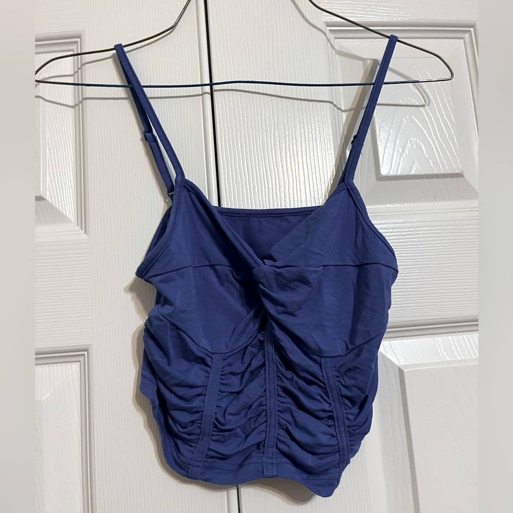 Dark Navy Blue Mini Cropped Top, Sleeveless